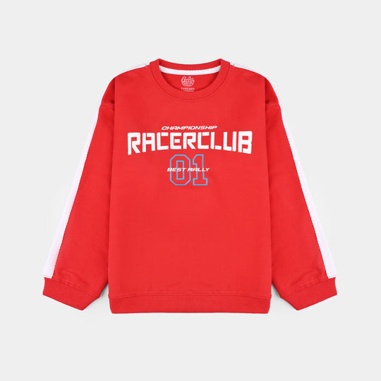 Boys Jersey/Terry Sweatshirt Race Club-C.Red
