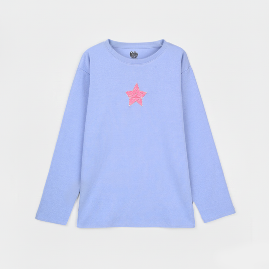 Girls Rib Sweatshirt Star - Lavender