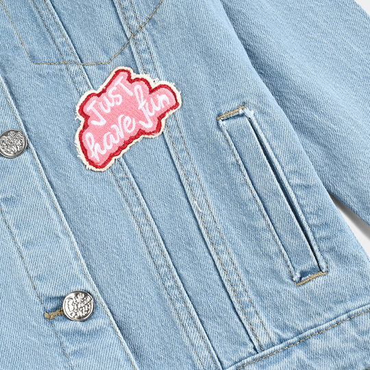 Girls Denim Stretch Jacket Just Have Fun-LT.Blue