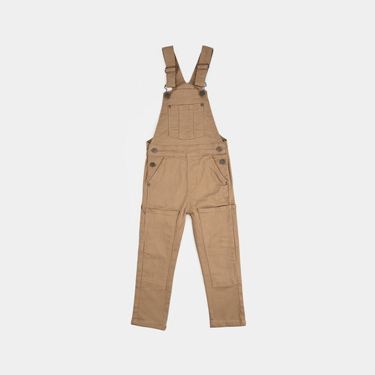Boys Denim Stretch Dangri Panel-BROWN