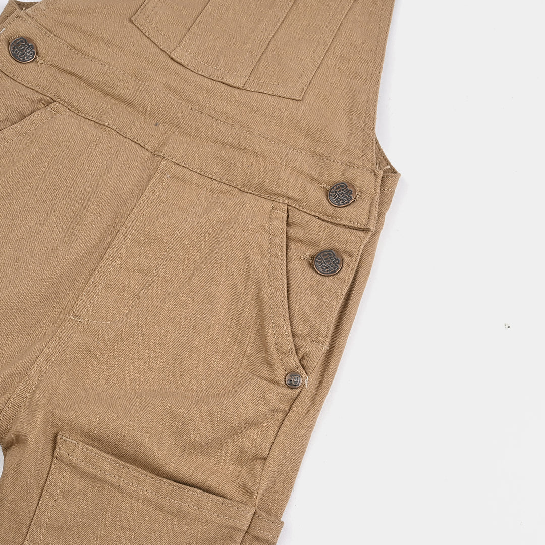 Boys Denim Stretch Dangri Panel-BROWN