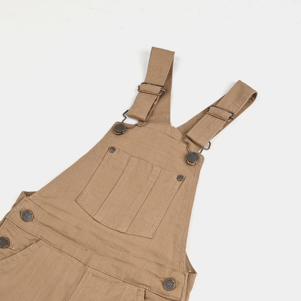 Boys Denim Stretch Dangri Panel-BROWN