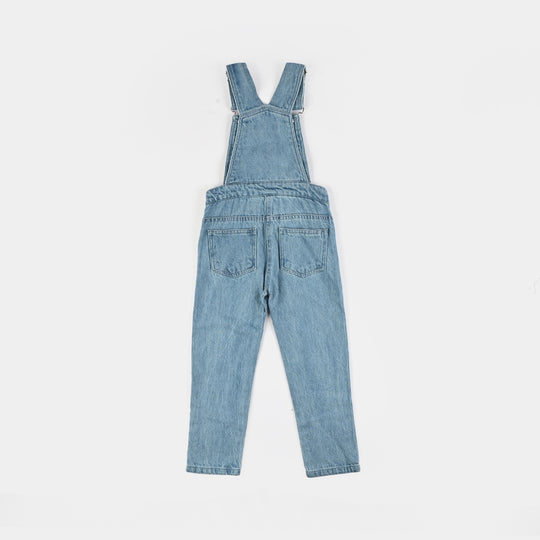 Girls Denim Stretch Dangri Hearts-BLUE