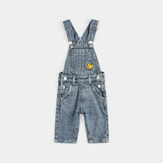 Infant Boys Denim Stretch Dangri Smiley-Blue