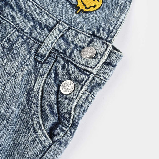 Infant Boys Denim Stretch Dangri Smiley-Blue
