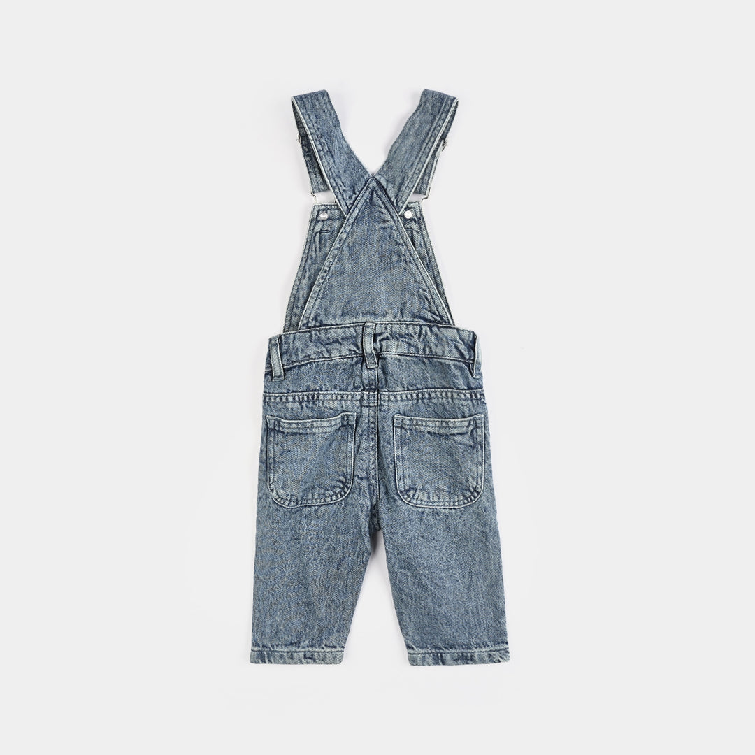 Infant Boys Denim Stretch Dangri Smiley-Blue