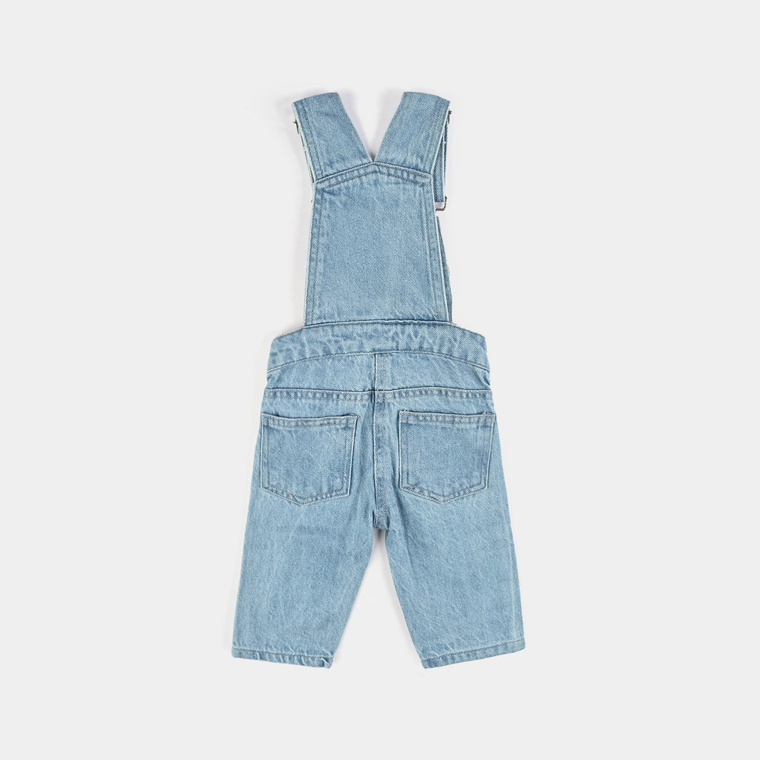 Infant Girls Denim Stretch Dangri Hearts-BLUE