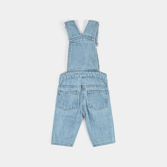 Infant Girls Denim Stretch Dangri Hearts-BLUE