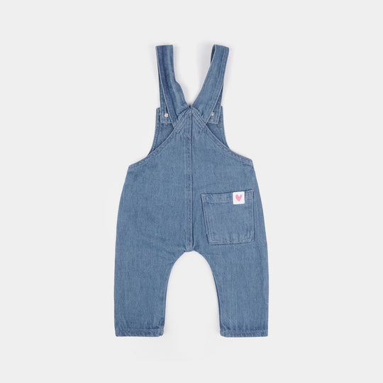 Infant Girls Denim Stretch Dangri Rainbow-Mid Blue