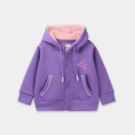 Infant Girls Fleece Knitted Jacket - Purple