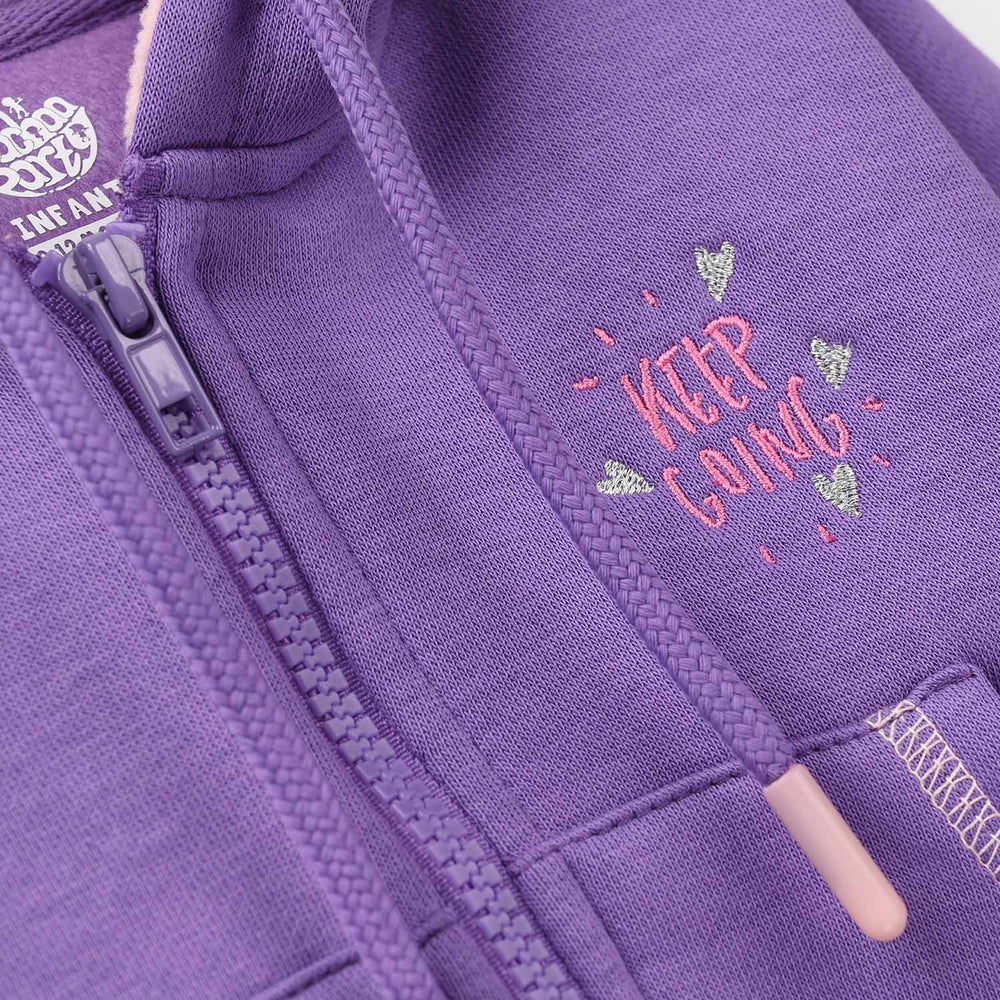 Infant Girls Fleece Knitted Jacket - Purple