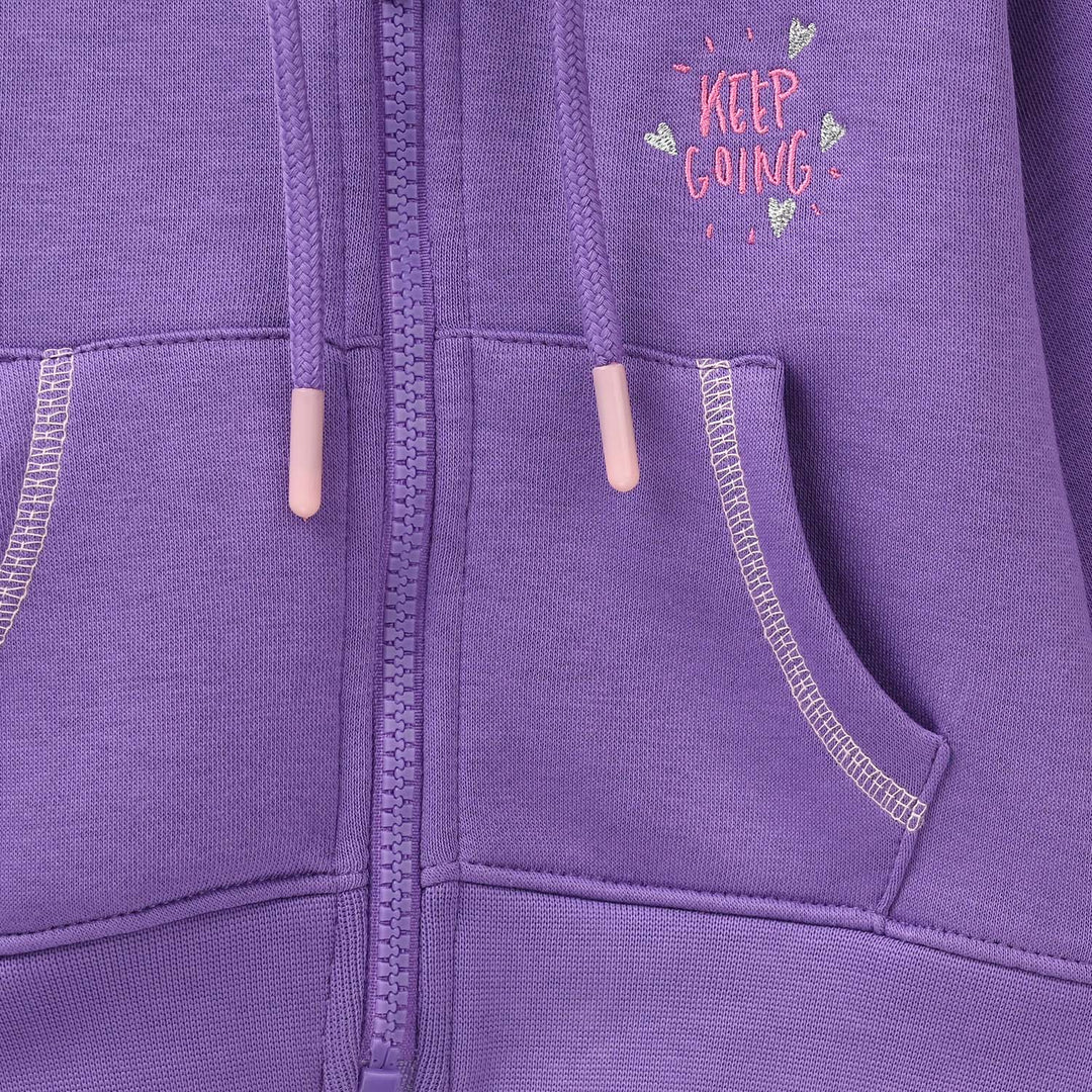 Infant Girls Fleece Knitted Jacket - Purple