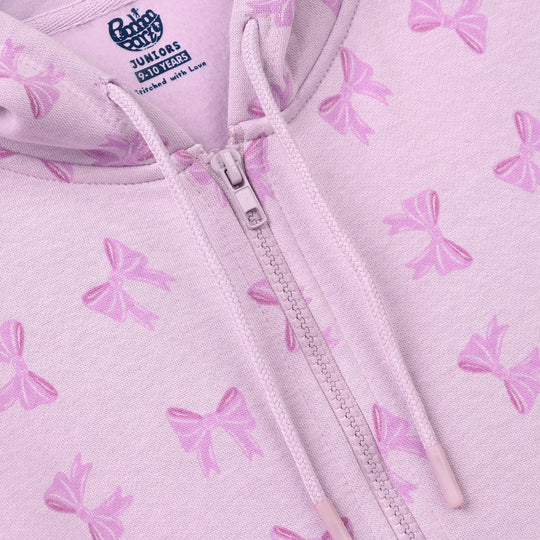 Girls Fleece Knitted Jacket Bow