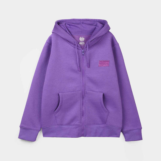 Girls Fleece Knitted Jacket Basic - Purple