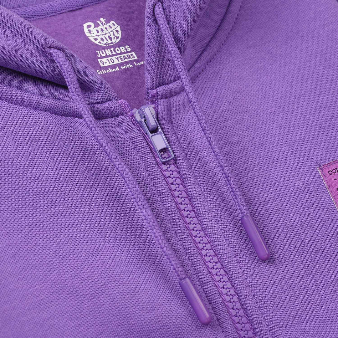 Girls Fleece Knitted Jacket Basic - Purple