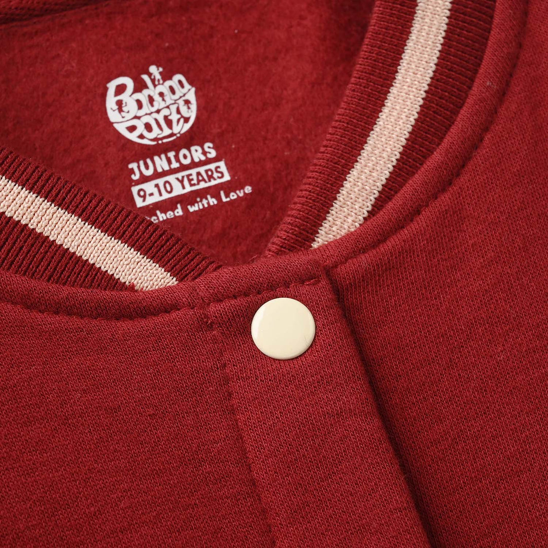 Girls Fleece Bomber Jacket - Red