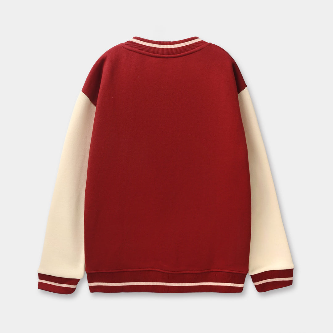 Girls Fleece Bomber Jacket - Red