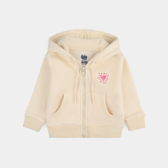 Infant Girls Fleece Knitted Jacket Basic-Wood Ash