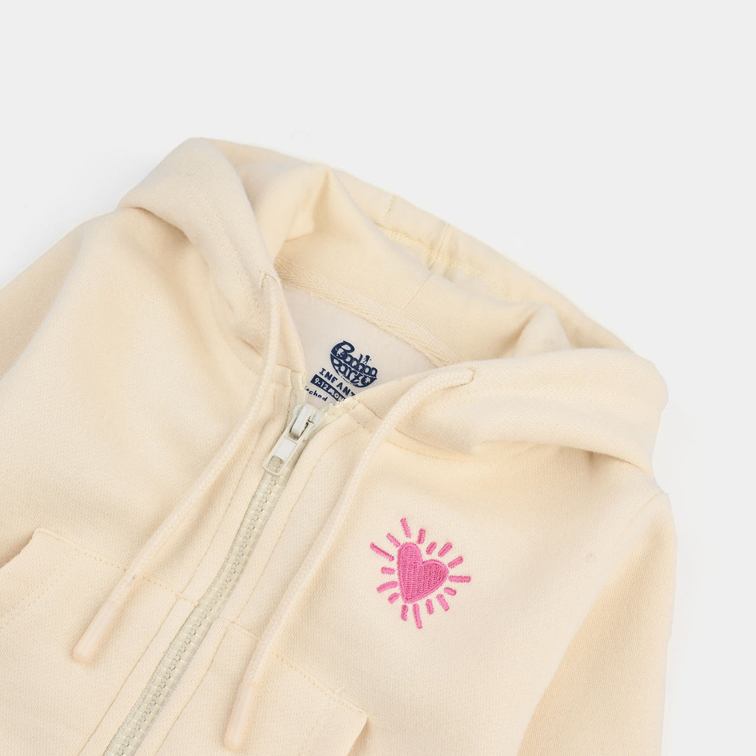 Infant Girls Fleece Knitted Jacket Basic-Wood Ash