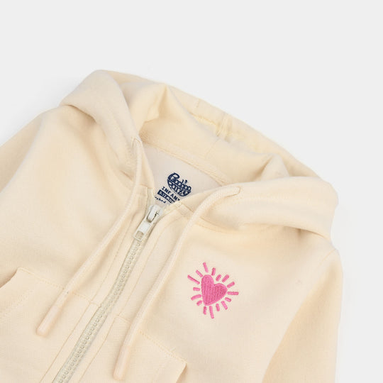 Infant Girls Fleece Knitted Jacket Basic-Wood Ash