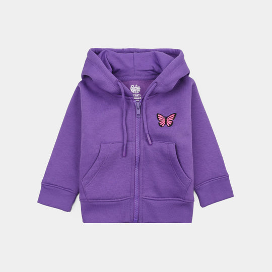 Infant Girls Fleece Knitted Jacket Basic-Purple