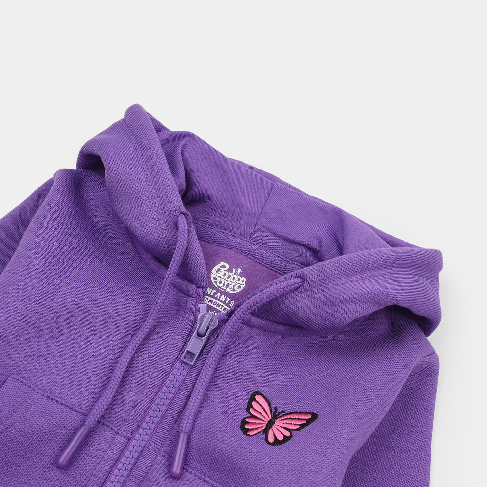 Infant Girls Fleece Knitted Jacket Basic-Purple