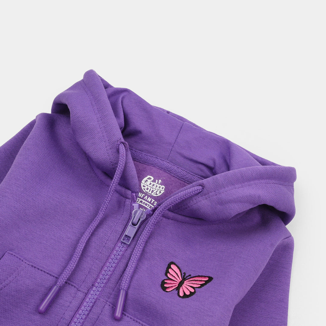 Infant Girls Fleece Knitted Jacket Basic-Purple