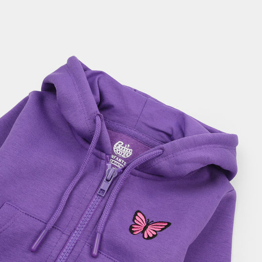 Infant Girls Fleece Knitted Jacket Basic-Purple