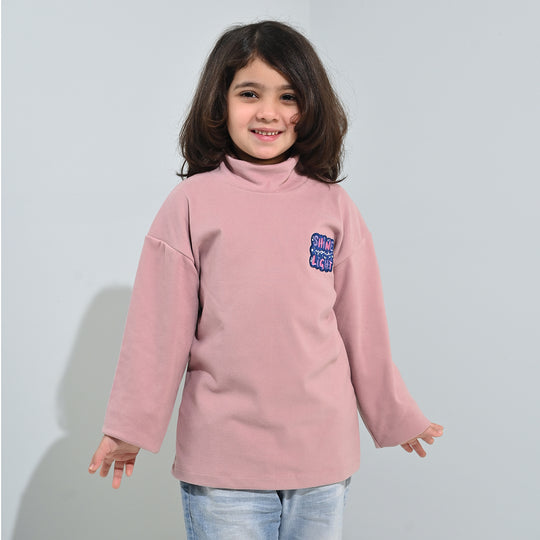 Girls Poly Satin Sweatshirt SHINE YOUR LIGHT-Pink