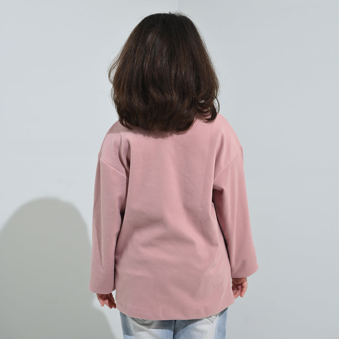 Girls Poly Satin Sweatshirt SHINE YOUR LIGHT-Pink