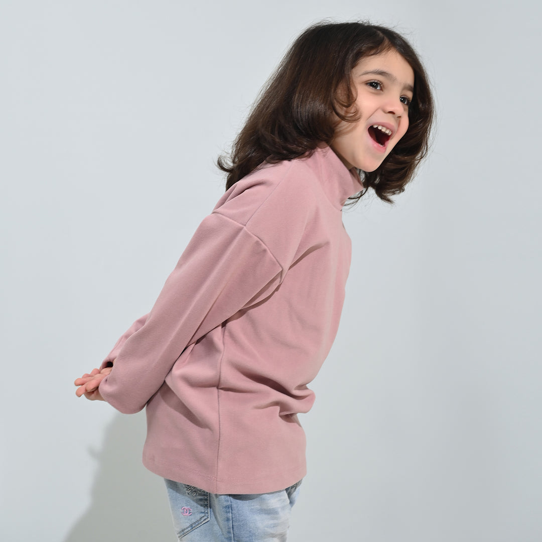 Girls Poly Satin Sweatshirt SHINE YOUR LIGHT-Pink