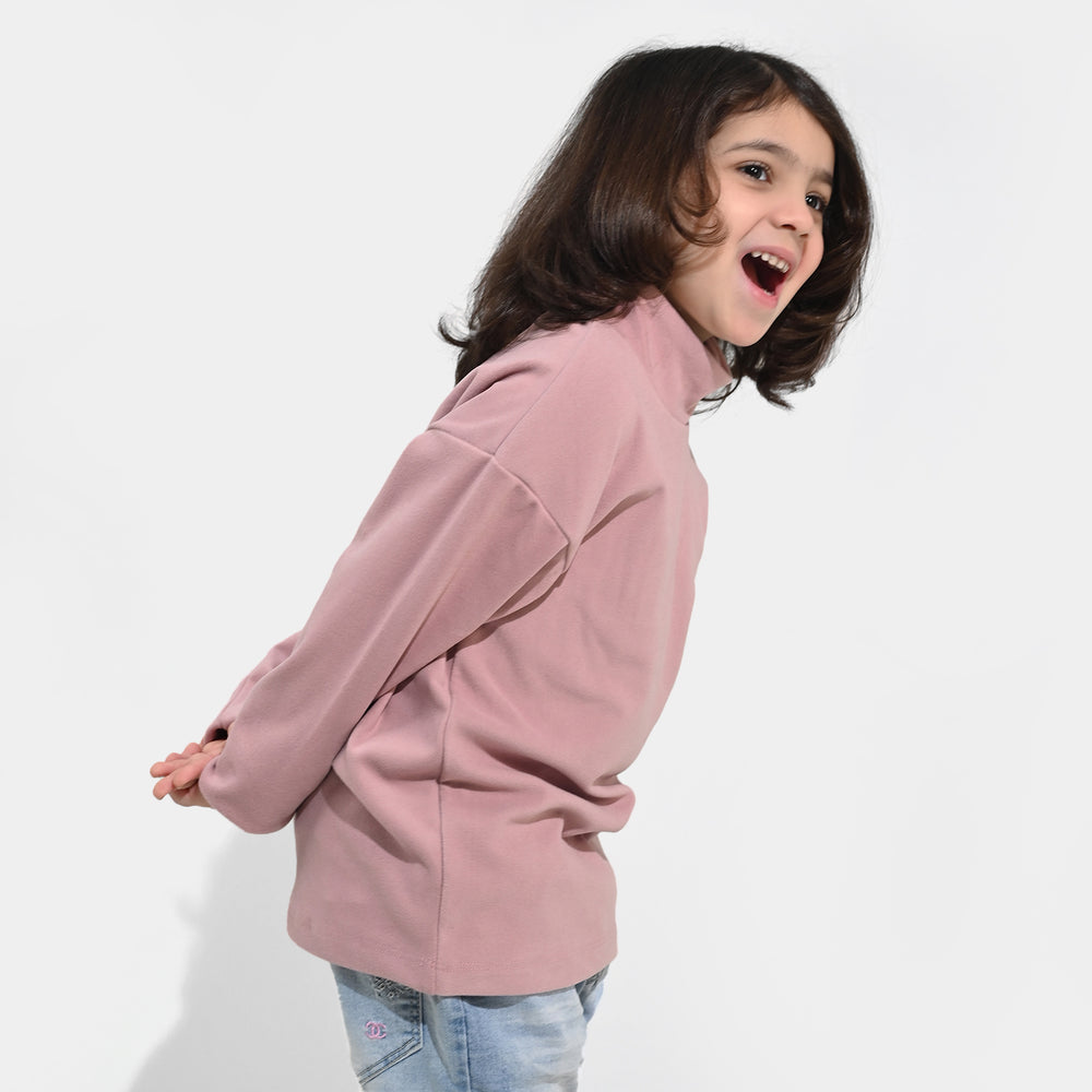 Girls Poly Satin Sweatshirt SHINE YOUR LIGHT-Pink