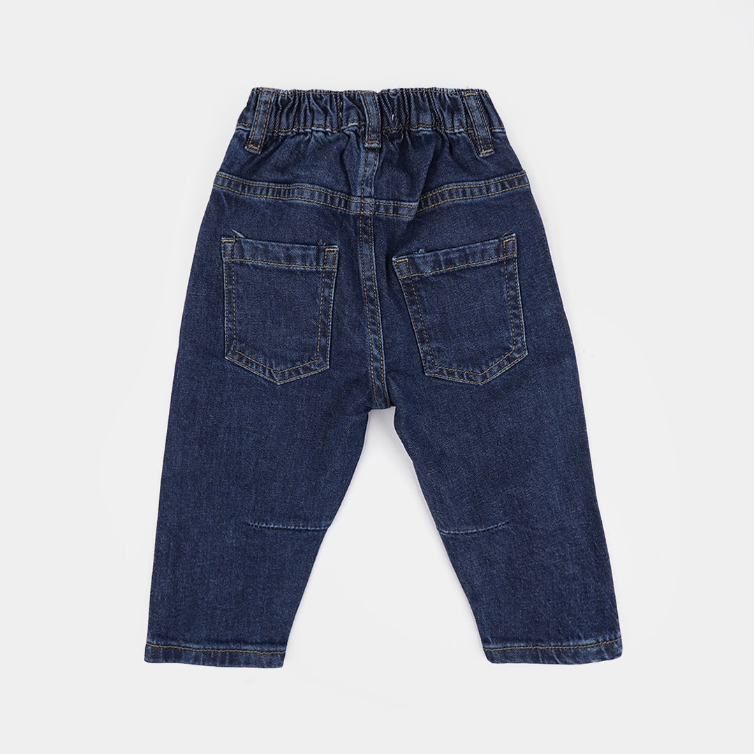 Infant Boys Denim Stretch Pant Darted Balloon Fit Denim-DARK BLUE