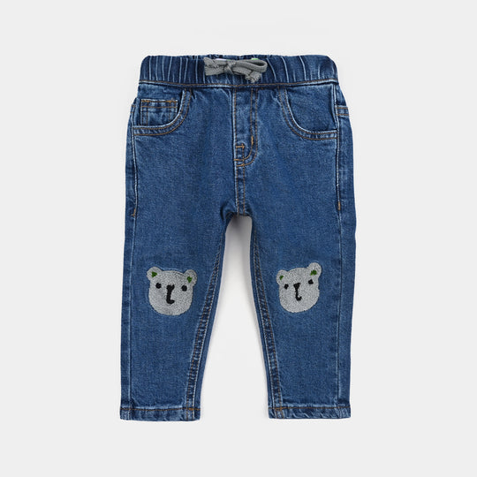Infant Boys Denim Stretch Pant Bear-Mid Blue