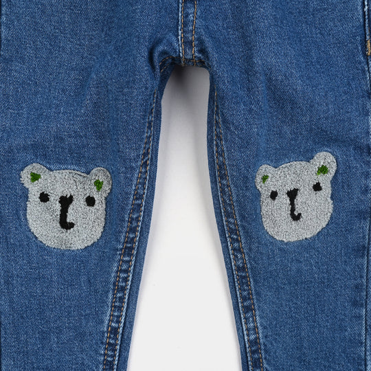 Infant Boys Denim Stretch Pant Bear-Mid Blue