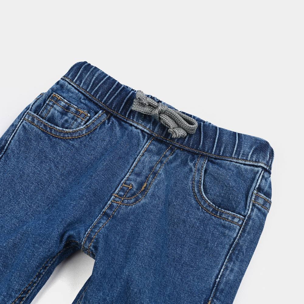 Infant Boys Denim Stretch Pant Bear-Mid Blue