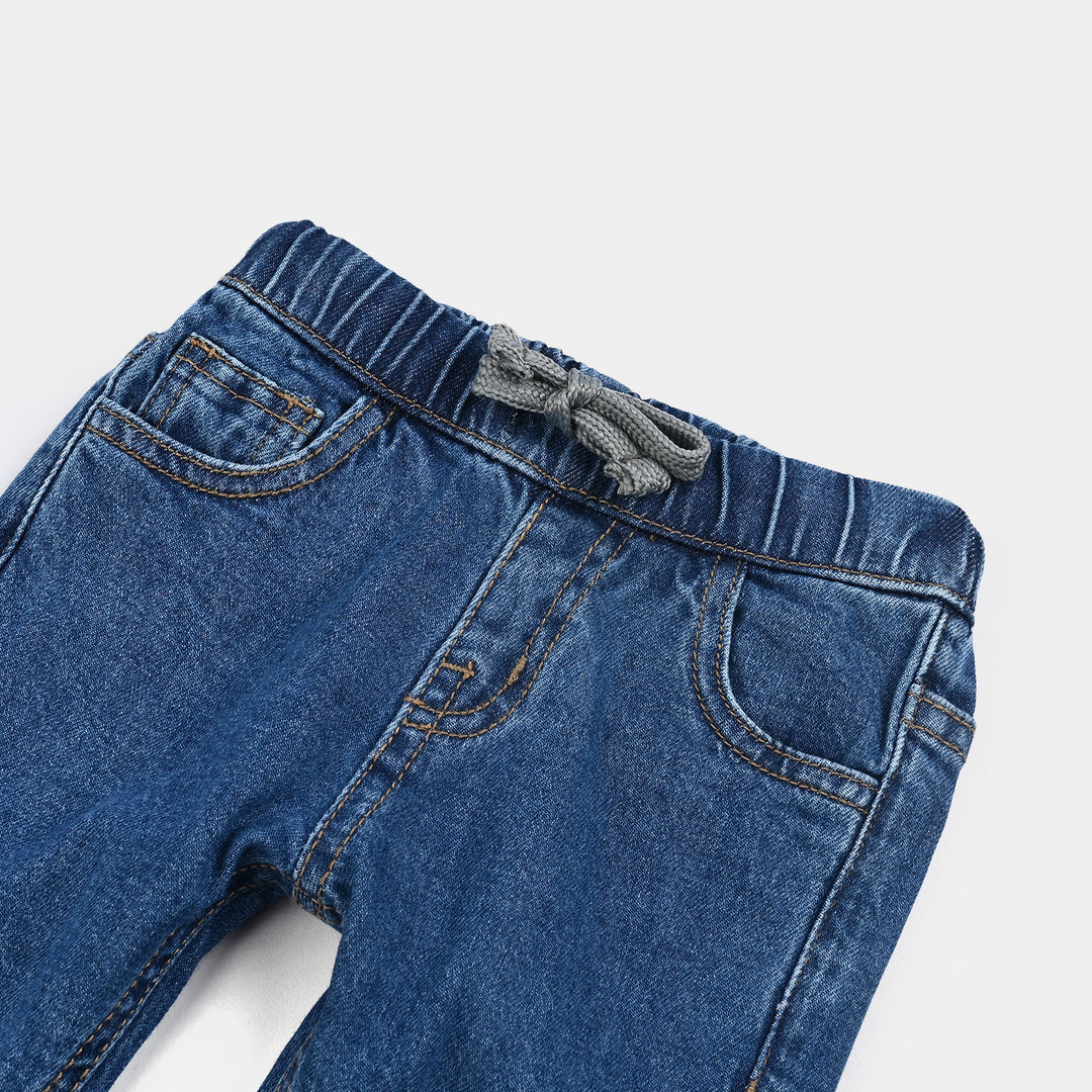 Infant Boys Denim Stretch Pant Bear-Mid Blue