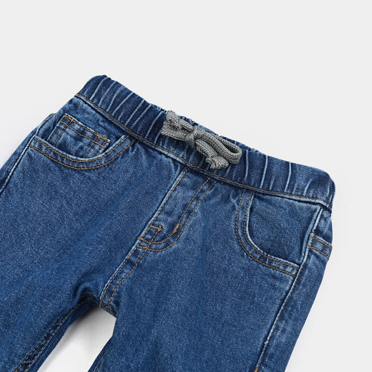 Infant Boys Denim Stretch Pant Bear-Mid Blue