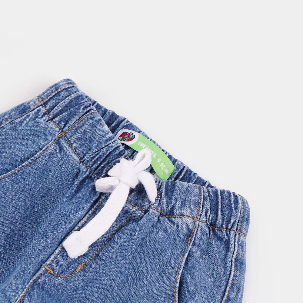 Infant Boys Denim Stretch Pant Trucks-Mid Blue