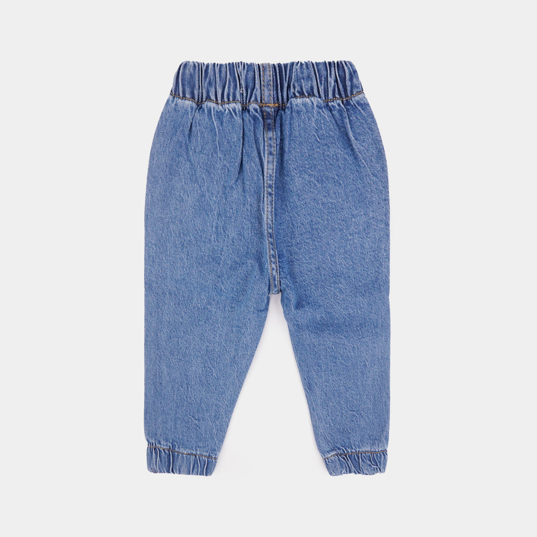 Infant Boys Denim Stretch Pant Trucks-Mid Blue