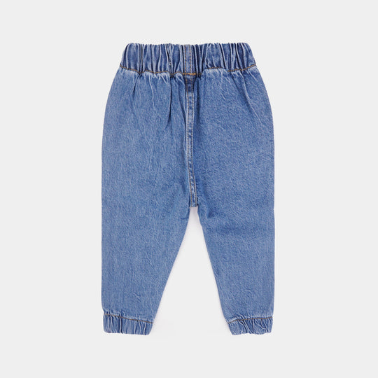 Infant Boys Denim Stretch Pant Trucks-Mid Blue