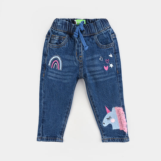 Infant Girls Denim Stretch Pant-Mid Blue