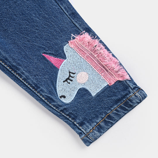 Infant Girls Denim Stretch Pant-Mid Blue
