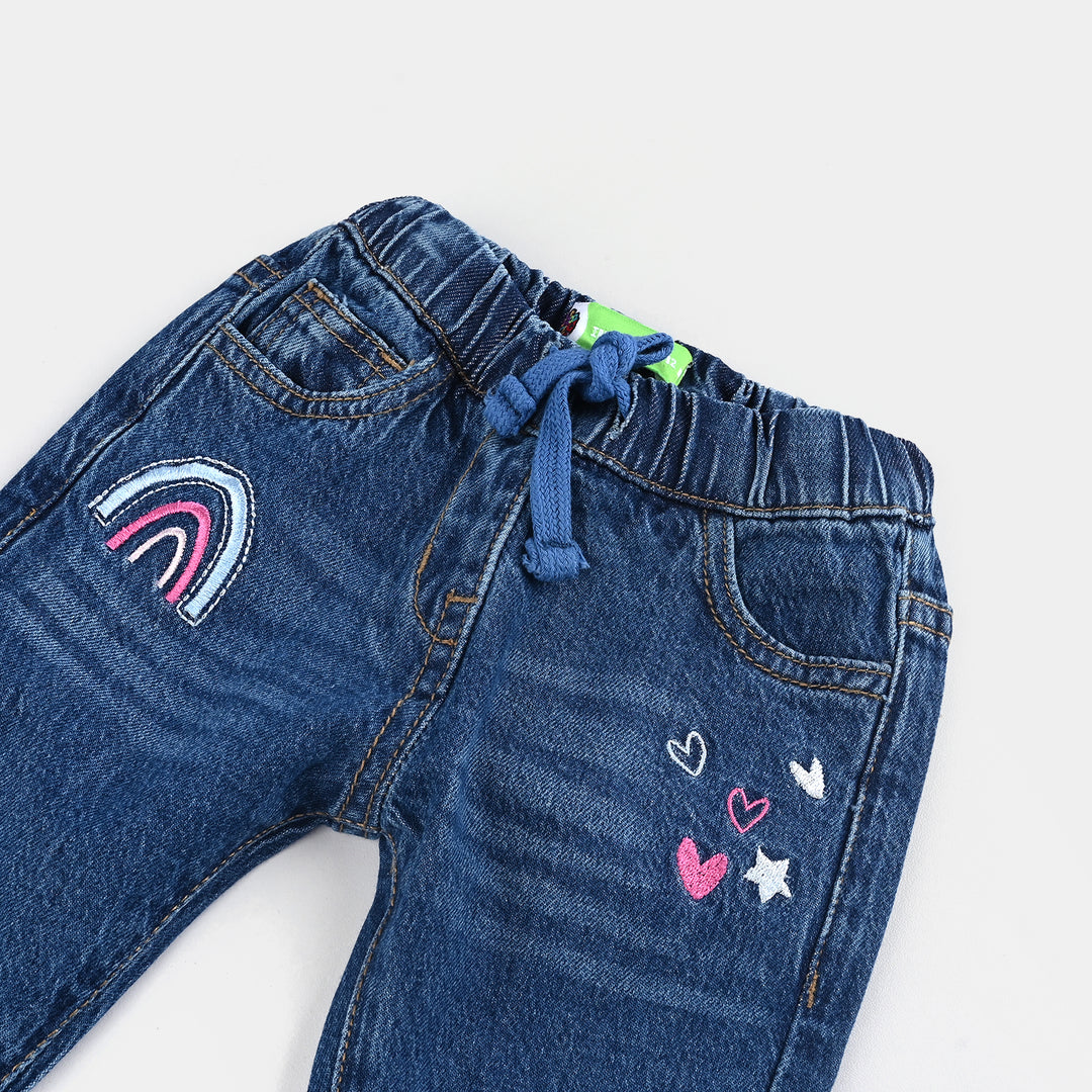 Infant Girls Denim Stretch Pant-Mid Blue