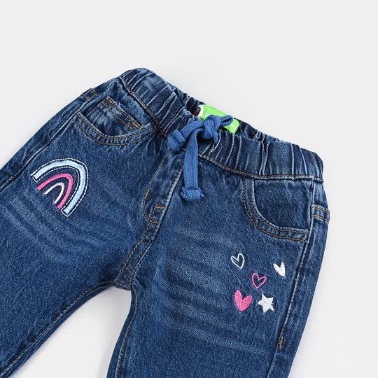 Infant Girls Denim Stretch Pant-Mid Blue