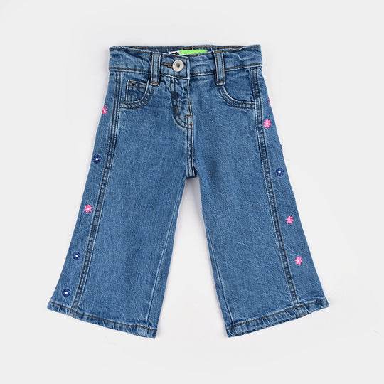 Infant Girls Denim Stretch Pant Flower-Light Blue