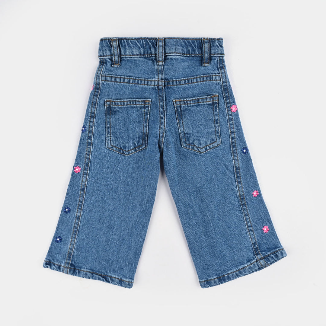 Infant Girls Denim Stretch Pant Flower-Light Blue