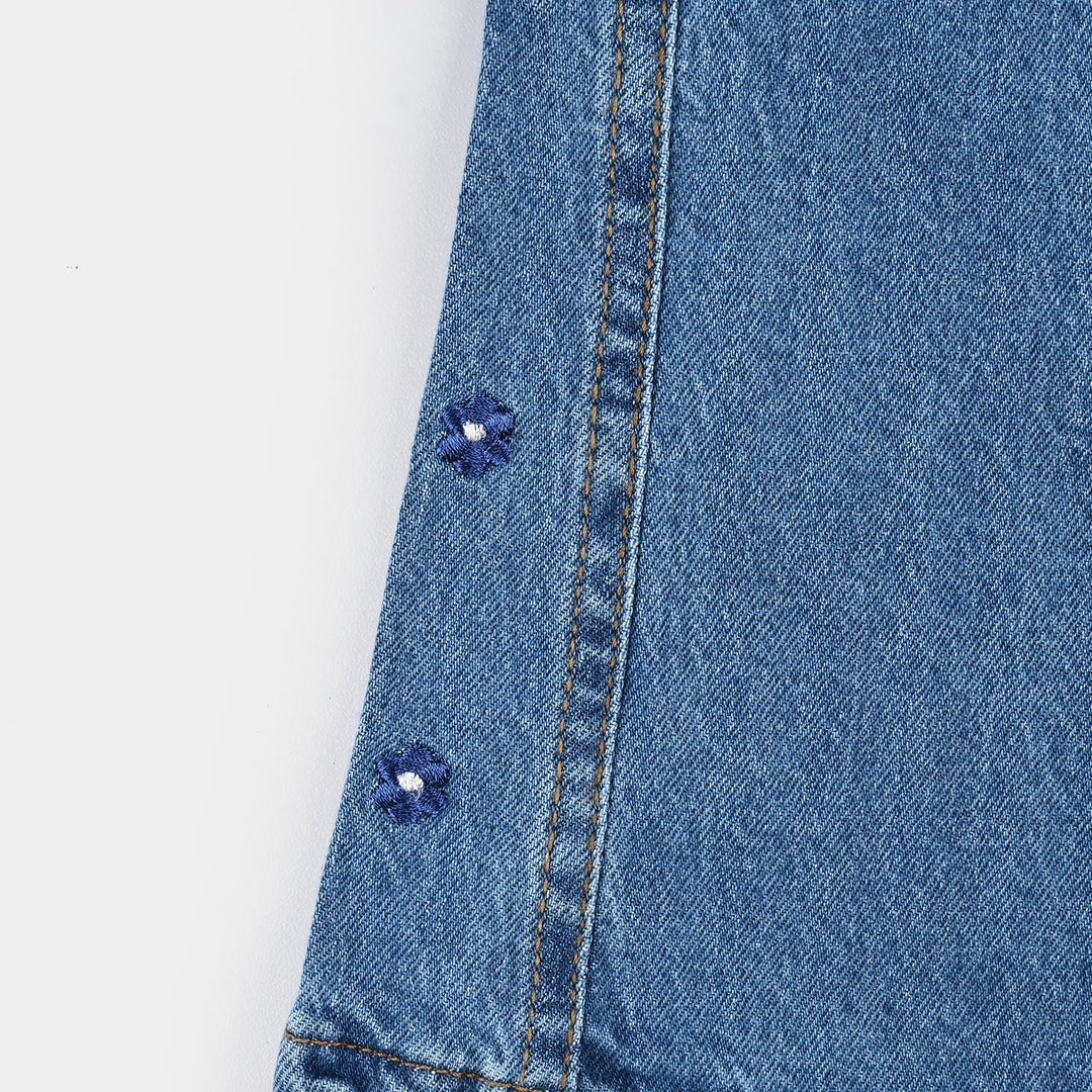 Infant Girls Denim Stretch Pant Flower-Light Blue