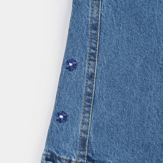 Infant Girls Denim Stretch Pant Flower-Light Blue