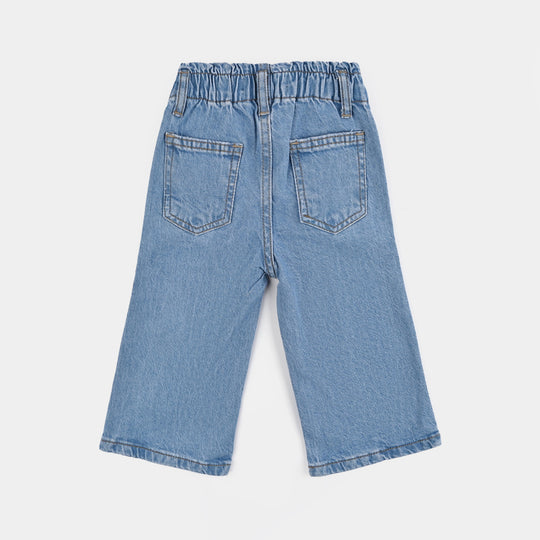 Infant Girls Denim Stretch Pant Stitch And Angle-Mid Blue